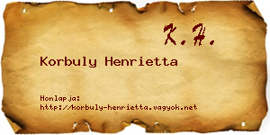 Korbuly Henrietta névjegykártya